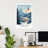 Ervaar Myrkdalen Stunning Ski Poster Art 1 (Thuiskantoor)