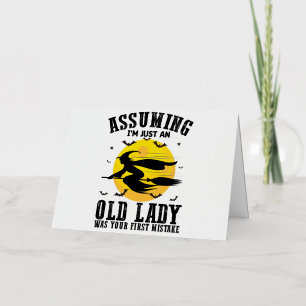 Ervan uitgaande dat een oude dame je eerste heks w folie feestdagenkaart