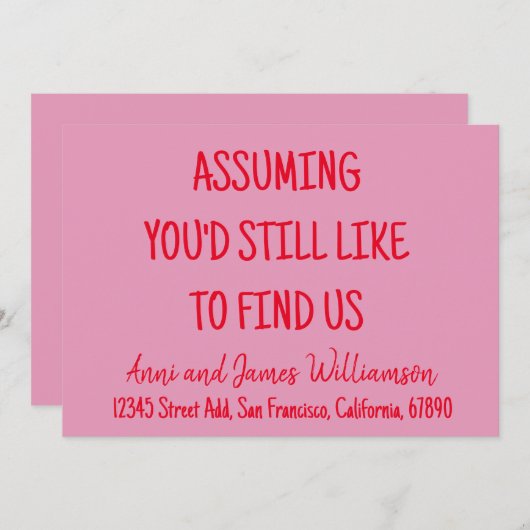 Ervan uitgaande dat je ons nog steeds leuk zou vin aankondiging (Voorkant / Achterkant)