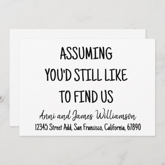 Ervan uitgaande dat je ons nog steeds leuk zou vin aankondiging (Voorkant / Achterkant)