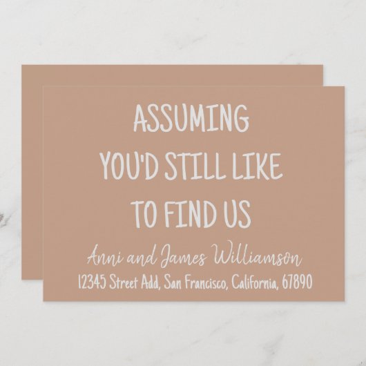 Ervan uitgaande dat je ons nog steeds leuk zou vin aankondiging (Voorkant / Achterkant)