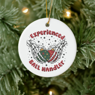 Ervaren Bal Handler Kerst Skelet Hand Keramisch Ornament