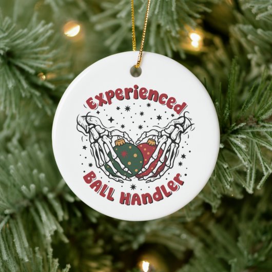 Ervaren Bal Handler Kerst Skelet Hand Keramisch Ornament (Boom)