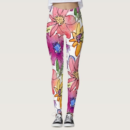 Ervaren, kleurrijke Waterverf Abstracte ventilator Leggings (Voorkant)