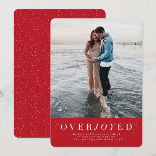 Ervaren rode vakantie zwangerschapsaankondiging save the date (Voorkant / Achterkant)