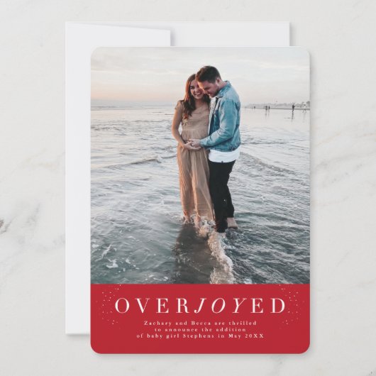 Ervaren rode vakantie zwangerschapsaankondiging save the date (Voorkant)