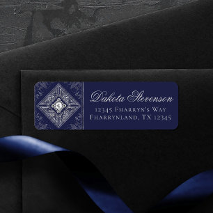 ervaring Adres Navy Blue en Gold Jewel Etiket