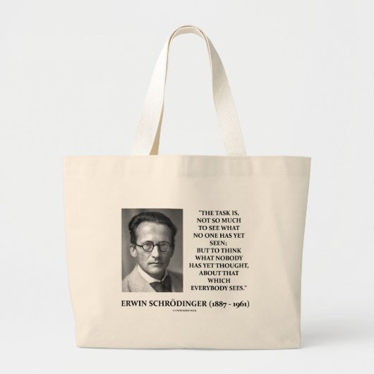 Erwin Schrödinger Task denkt dat nog niemand dacht Grote Tote Bag (Voorkant)