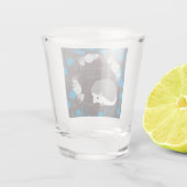 Erwl, bloem, blauw, mandala, zen, chakra shot glas (Achterkant)