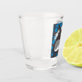Erwl, bloem, blauw, mandala, zen, chakra shot glas (Links)