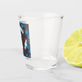 Erwl, bloem, blauw, mandala, zen, chakra shot glas (Rechts)