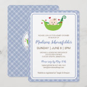 Erwt in de peul baby shower uitnodiging (Jongen) (Voorkant / Achterkant)