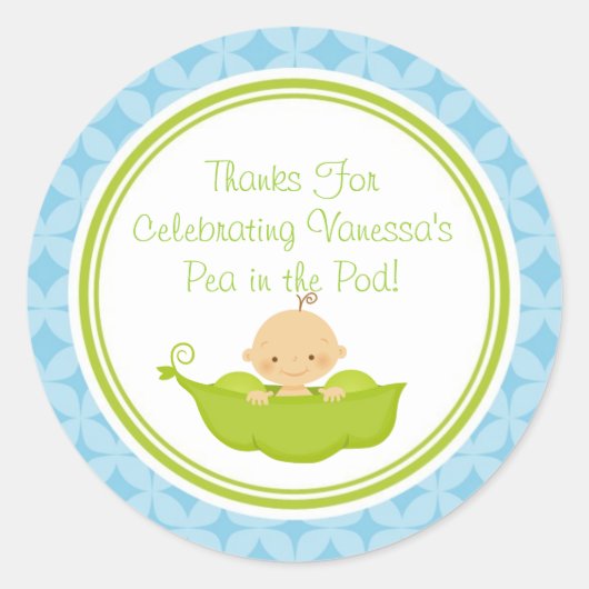 Erwt in de Pod Baby shower Custom Favor Stickers (Voorkant)