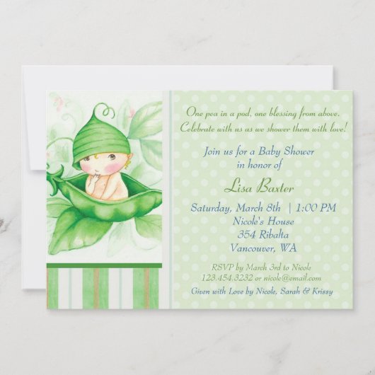 Erwt in een peul kaart (Voorkant)