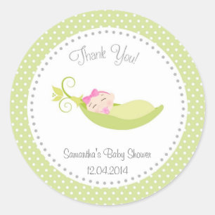 Erwt In Een Pod Baby Meisje Douche Sticker Groen