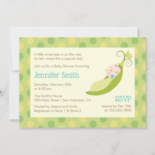 Erwt in een Pod Baby shower Invitation - Jongen Kaart (Voorkant)