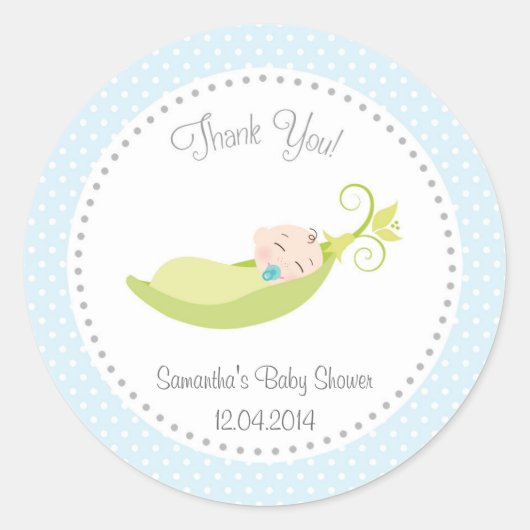 Erwt in een pod Baby shower Sticker blauw (Voorkant)