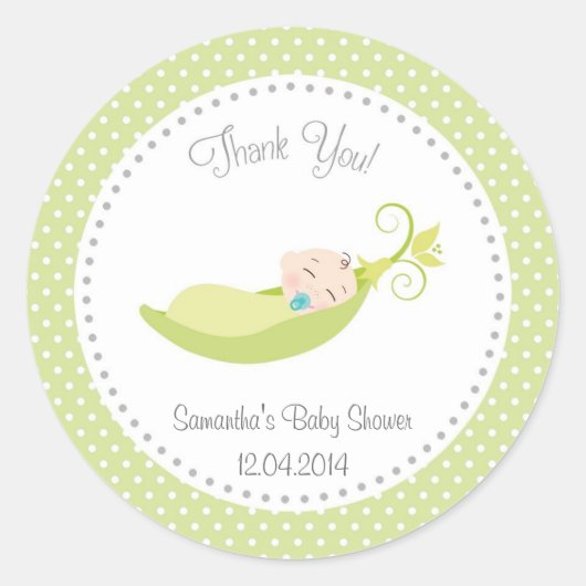 Erwt in een pod Baby shower Sticker groen (Voorkant)