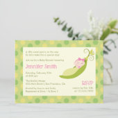 Erwt in een pod-Baby shower uitnodiging - Meisje (Staand voorkant)