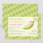 Erwt in een pod-Baby shower uitnodiging - Meisje (Voorkant / Achterkant)