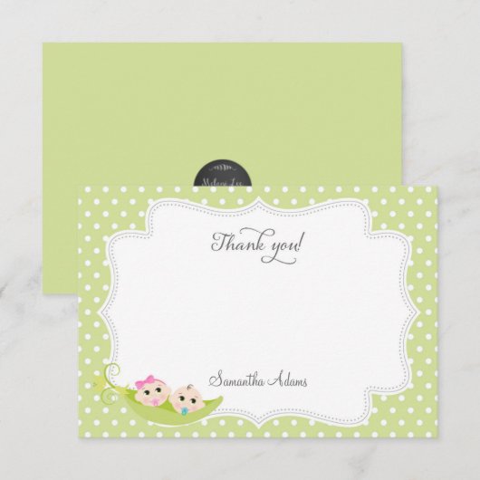 Erwt in een pod Dank je kaart (Voorkant / Achterkant)