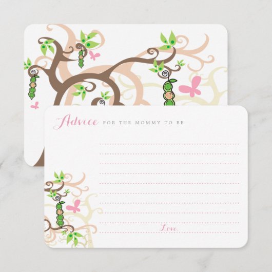 erwt in een pod tuin meisje Baby shower spel mama Advieskaart (Voorkant / Achterkant)