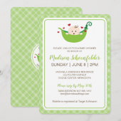Erwt in het Pod Baby shower Invitation (neutraal) Kaart (Voorkant / Achterkant)
