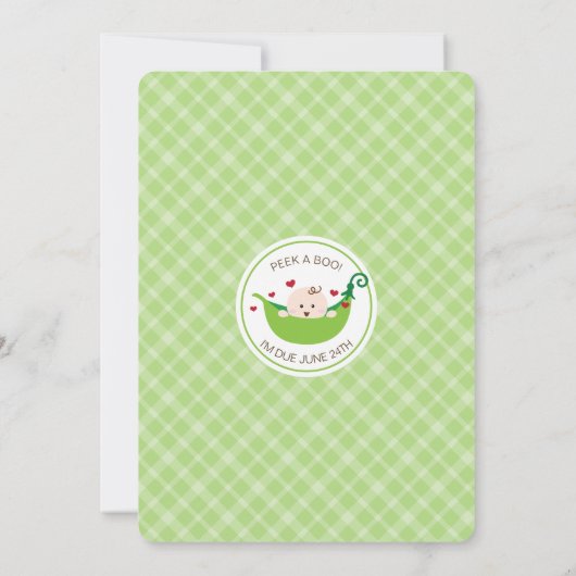 Erwt in het Pod Baby shower Invitation (neutraal) Kaart (Achterkant)