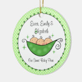 Erwt in mijn peulen triplets op maat keramisch ornament (Links)