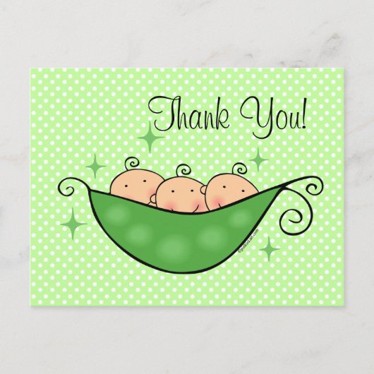 erwt in mijn pod drieling dank je Briefkaart (Voorkant)