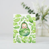 Erwt Peul Kostbaarheid Geboorteaankondiging Feestdagenkaart (Staand voorkant)