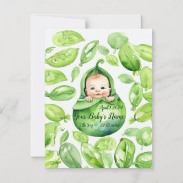 Erwt Peul Kostbaarheid Geboorteaankondiging Feestdagenkaart