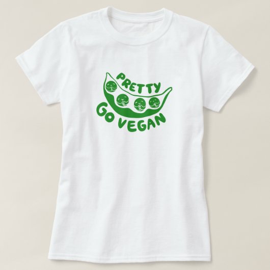  erwten alsjeblieft ga Vegan Cute Pun Fun Green T-shirt (Design voorkant)