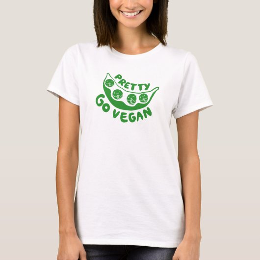  erwten alsjeblieft ga Vegan Cute Pun Fun Green T-shirt (Voorkant)