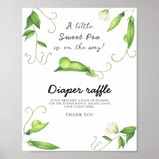 Erwten baby shower - luierverloting poster (Voorkant)