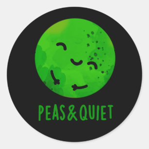 Erwten en stilte Funny Veggie Pea Pun Dark BG Ronde Sticker