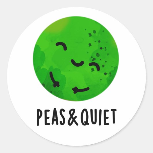 Erwten en stilte Funny Veggie Pea Pun Ronde Sticker (Voorkant)