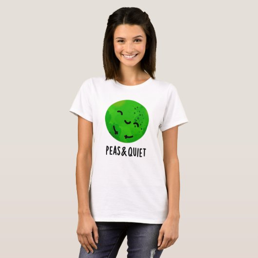Erwten en stilte Funny Veggie Pea Pun T-shirt (Voorkant volledig)