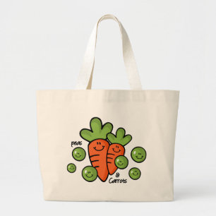 Erwten en wortelen grote tote bag
