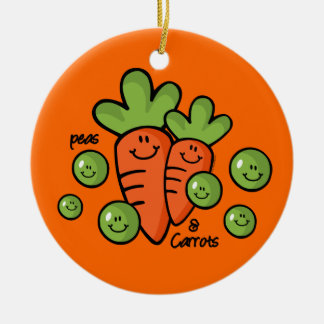 Erwten en wortelen keramisch ornament
