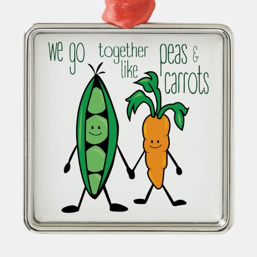 Erwten en wortelen metalen ornament (Voorkant)