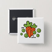 Erwten en wortelen vierkante button 5,1 cm (Voorkant /achterkant)