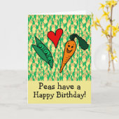Erwten en wortels Schattigee Kinder Happy Birthday Kaart (Gele Bloem)