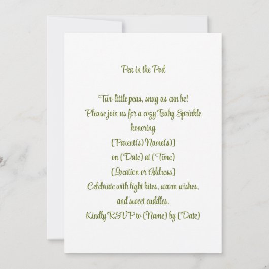 Erwten in de pod | Snug & Sweet Kaart (Achterkant)