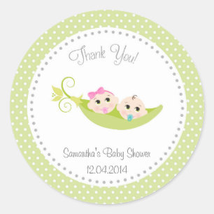 erwten in een Baby shower met peulen Ronde Sticker