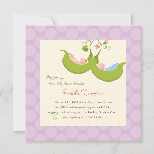 Erwten in een Baby shower met twee peuters Kaart (Voorkant)