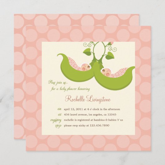 Erwten in een Baby shower met twee poden Kaart (Voorkant / Achterkant)