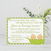 erwten in een Baby shower met twee potten Kaart (Staand voorkant)