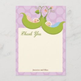 Erwten in een Baby shower van twee peuters bedankt