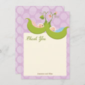 Erwten in een Baby shower van twee peuters bedankt (Voorkant / Achterkant)